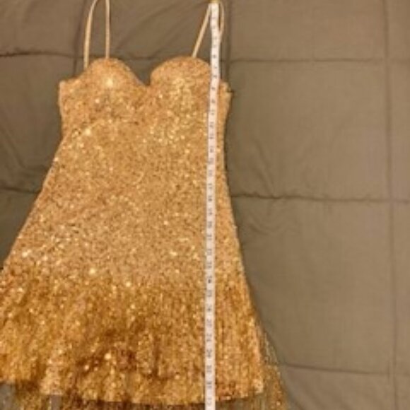 *Roberto Cavalli* Bead & Sequin Sexy Gold Swing Dress Sz. 8 NYE Party - Picture 12 of 17